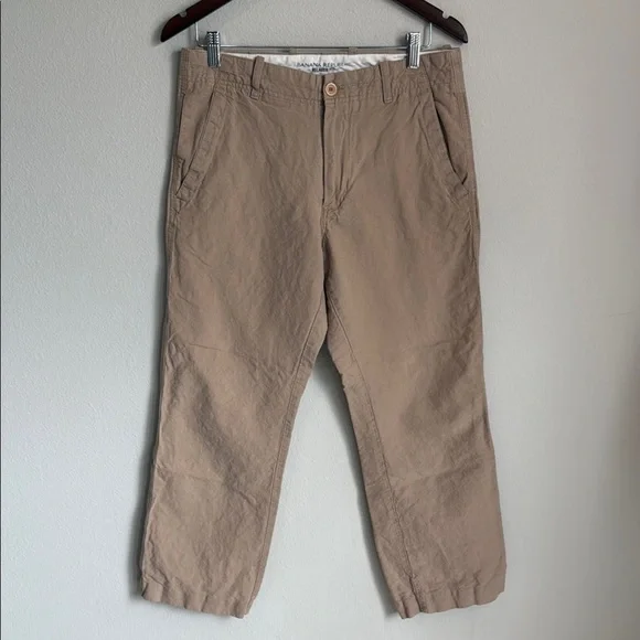 Banana Republic Tan Relaxed Fit Linen Blend Pants Inseam 28" Size 31/30 - Picture 2 of 5